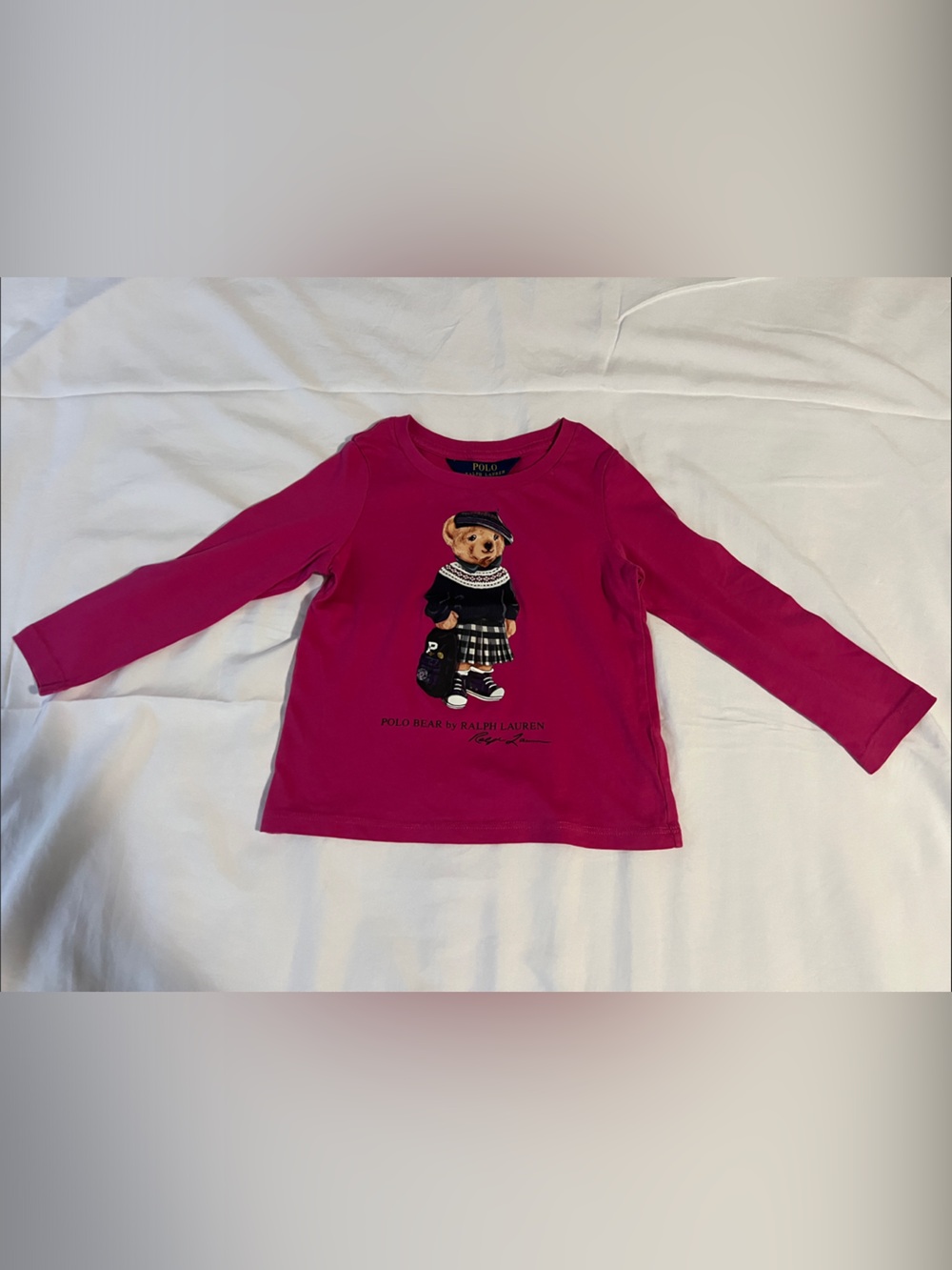 preLoved Ralph Lauren Girls' Long-Sleeve Polo Bear Tee - Fuchsia